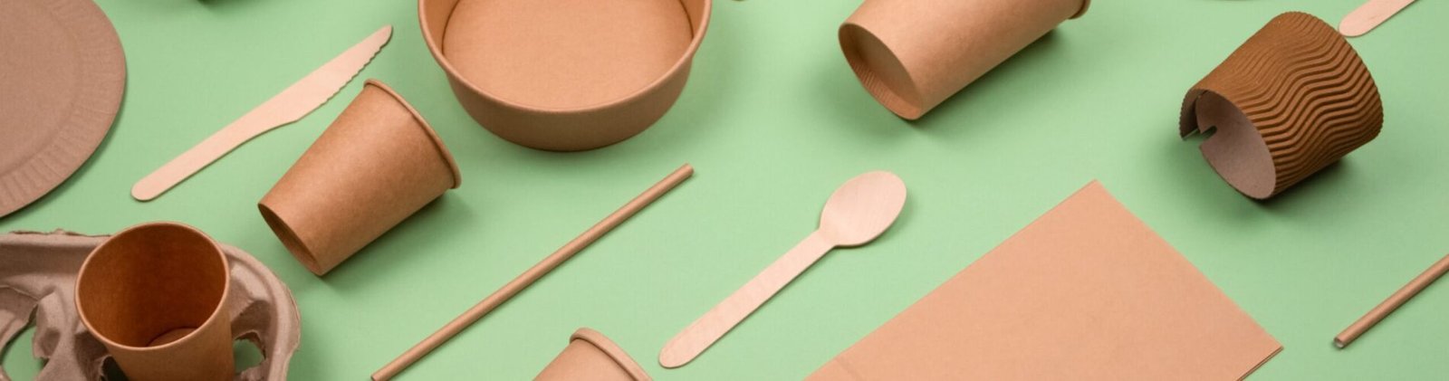 Set,Of,Different,Eco-friendly,Tableware,And,Kraft,Paper,Food,Packaging